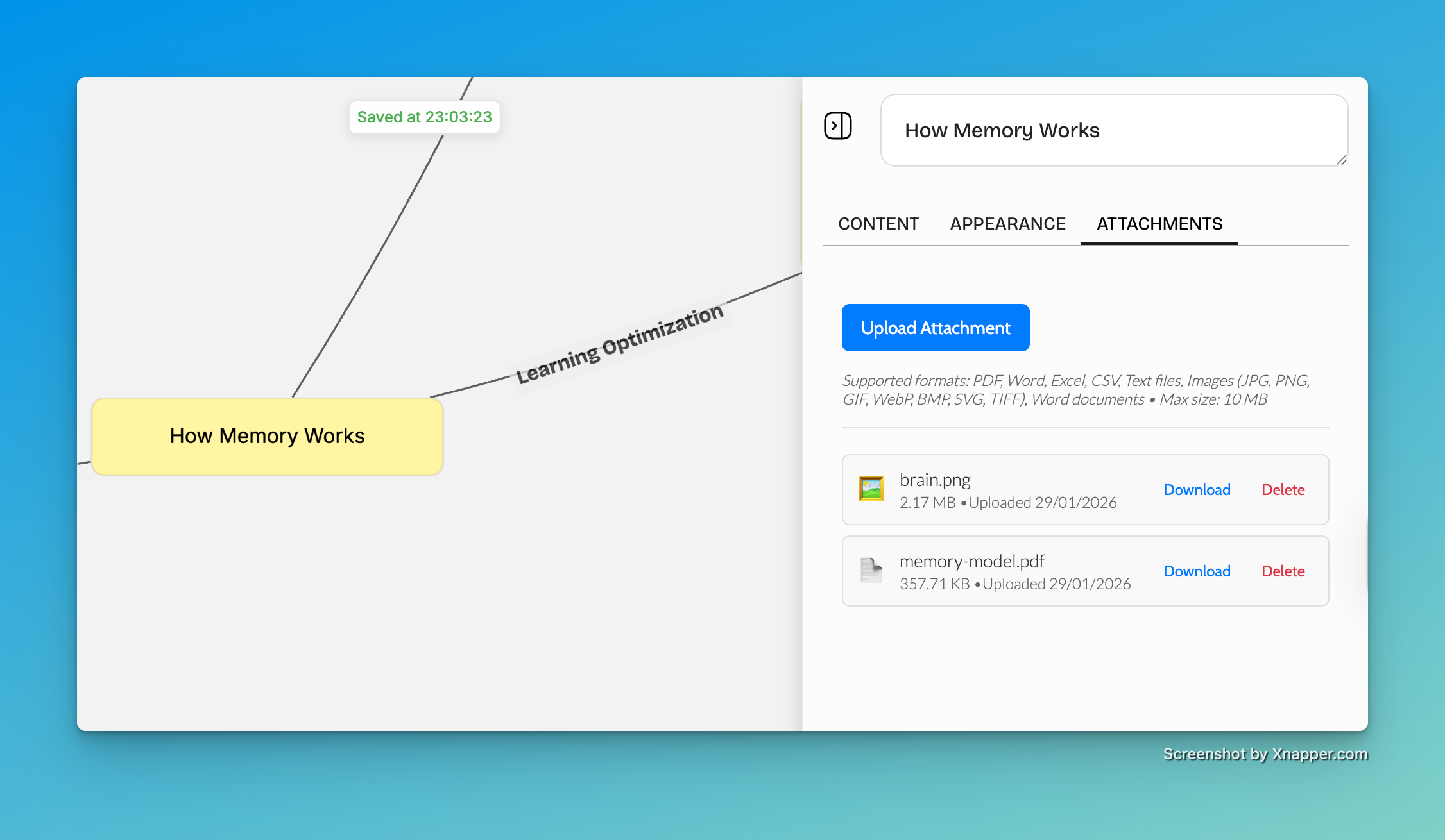 Add attachments to a node