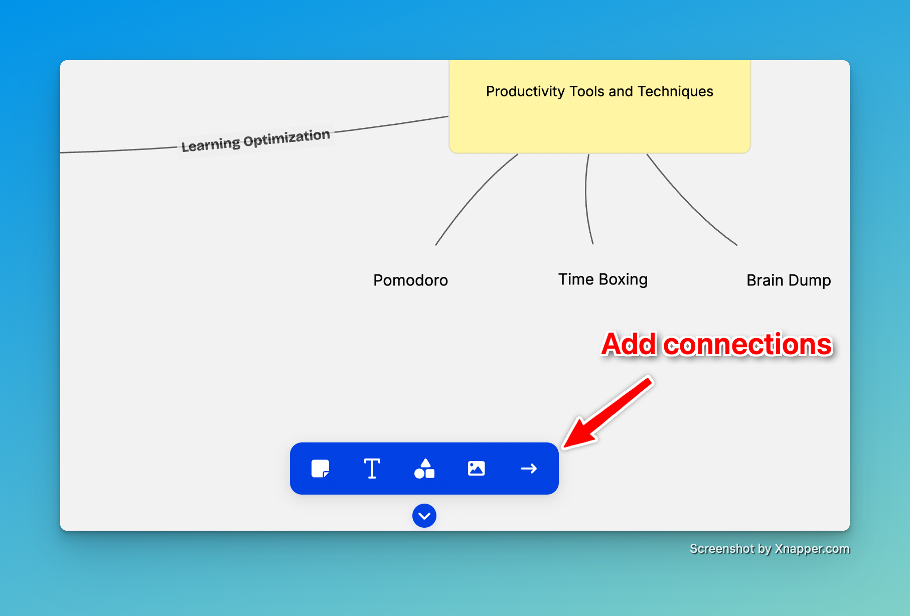 Add connection by selecting the arrow tool
